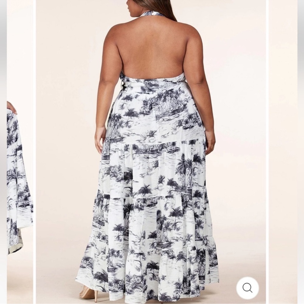 NECK TIE OPEN BACK FLORAL MAXI DRESS - Picture 2 of 3